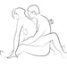 Line drawing of two nude human figures seated and entwined, facing each other. They appear to be in an affectionate, intimate embrace. The illustration emphasizes the human form through simple, fluid lines and minimal detail, reminiscent of the effortless connection facilitated by the We-Vibe Chorus Remote & App Controlled Couples' Vibrator - Blue by We-Vibe.