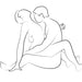 Line drawing of two nude human figures seated and entwined, facing each other. They appear to be in an affectionate, intimate embrace. The illustration emphasizes the human form through simple, fluid lines and minimal detail, reminiscent of the effortless connection facilitated by the We-Vibe Chorus Remote & App Controlled Couples' Vibrator - Blue by We-Vibe.