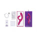 The image shows the contents of the We-Vibe Nova 2 Powerful Flexible G-Spot Rabbit Vibrator package. Included are the pink Nova 2 rabbit vibrator with its adjustable G-spot arm and clitoral stimulator, a USB charging cable, a white satin storage pouch, a sample packet of We-Vibe lube, an instruction manual, and the product box.