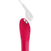 The We-Vibe Tango X Powerful Bullet Vibrator - Red, an electronic device with buttons on its surface, is shown with a white corded attachment hovering above it. This red and pink bullet vibrator features a smooth, rounded design with embossed plus and minus signs for control, delivering both silent vibrations and intense pleasure.