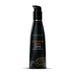 A black bottle of Wicked Aqua Cinnamon Bun Flavored Water-Based Lubricant 4 oz by Wicked Lubes features a label showcasing the product name and a stylized cinnamon bun graphic. With a pump dispenser for easy use, this long-lasting 120 ml (4 fl oz) lubricant enhances your intimate moments.