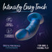 Promotional image showcasing the Rebellion 5.75 Inch Silicone Beginner & Pegging Dildo by Blush in a shimmery blue design. Made from platinum-cured silicone for intimate use, it enhances every touch and is suitable for both beginners and experienced users, whether used solo or with a partner. Expertly designed for anal, vaginal, strap-on, and pegging play.