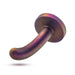 The Blush Surrender Slim 4.75 Inch Silicone Beginner & Pegging Dildo features a metallic iridescent finish, resembling a hook with a curved handle and round flat base. Its rainbow-like colors and textured surface make it stand out vividly against a white background, making it an ideal choice for pegging.